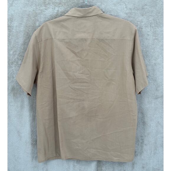Vintage Haband Guayabera Shirt Men Medium Tan Button Up Embroidered Sheer Summer - Picture 3 of 5